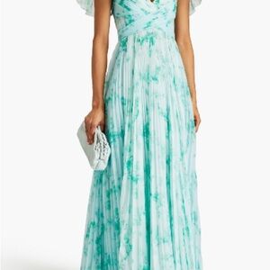 Theia Aqua Floral Gown